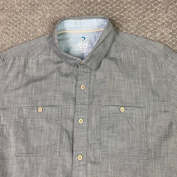 Kuhl Karib Short Sleeve Button Down Shirt Men's Medium Gray Hiking Outdoors 7460 - Picture 2 of 10